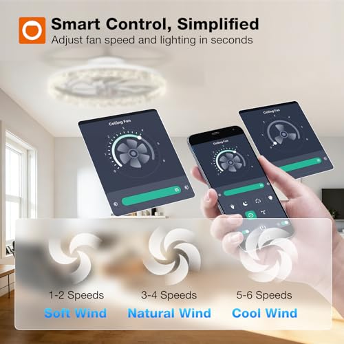 Image of addlon 2 Pack Ceiling Fans with Lights and Remote, 20'' Low Profile Ceiling Fans, 3000-6000K Dimmable Modern Flush Mount LED Fan Light, Fandelier Ceiling Fan for Bedroom, Kitchen, Living Room