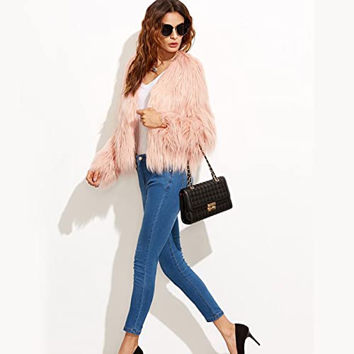 Cropped Winter Coats For Women Fashion Warm Faux Fur Mink Jackets Tops Long Sleeve Open Front Soft Cardigan Outwear #TOP4