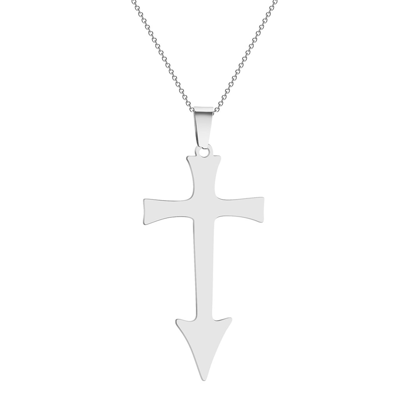 Odddot Unisex Silver Gold Cross Arrow Pendant Necklace Personalized Light Luxury Ins Style Simple Hip Hop Gift First Choice