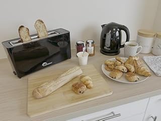 LITTLE BALANCE 8828 Happy Toast, Grille pain Toaster, 1 longue fente, 1 tranche baguette, Thermostat 7 positions, Décongélation, Tiroir Ramasse-miettes, 900 W, Noir