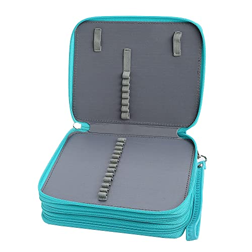 Image of 72 Slots Pencil Case Organizer w /Removal Handle Strap | 3-Layer Zipped Pencils Box Large for Colored Pencils Watercolor Pencils for Office and Travel for Artist