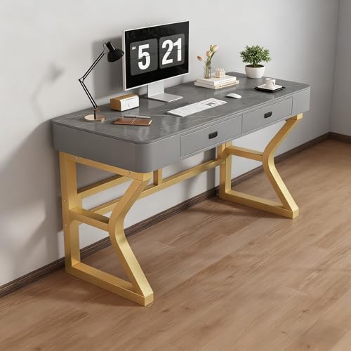 NOBBAT パソコンデスク ゲーミングデスク 勉強机 幅100/120/140/160/180cm 1〜2人用 耐荷重300kg 9mm厚の岩板天板 ダブル引き出しデザイン 作業テーブル 人間工学 省スペース 傷に強く 耐湿性があり お手入れが簡単 在宅