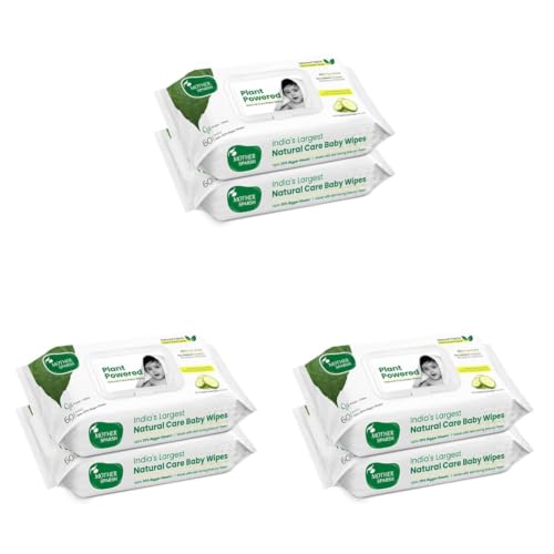 Image of Mother Sparsh Natural Care Baby Wipes I 100% Plant Made Fabric From Forest Land | Fresh+Cleanse (with Cucumber) Plant Powered Wet Wipes For Baby I Cotton Cloth Like Bigger Sheets | 60 Pcs (Pack of 6)