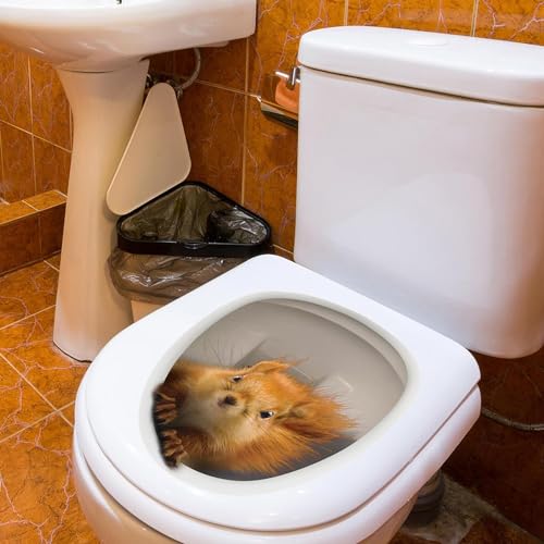 Jowxsx 3D Eichhörnchen Toilettensitz Aufkleber, Badezimmer WC Toilettendeckel