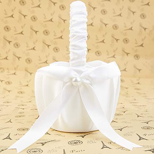 Flower Girl Basket,Wedding Flower Basket,Western Rustic Lace Bowknot Wedding Basket Candy Gift Bag for Wedding Party Banquet Christmas Daily Use