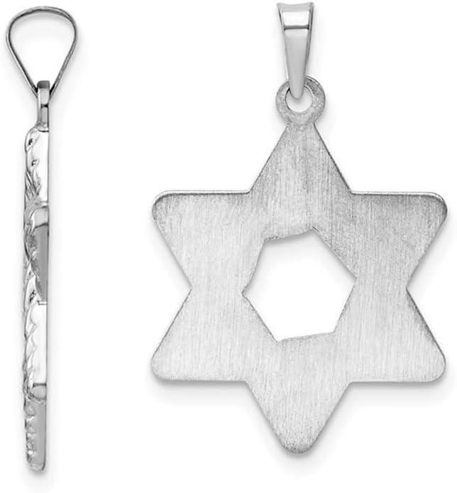 14K White Gold Textured Star of David Pendant Necklace with Chain - Image 3