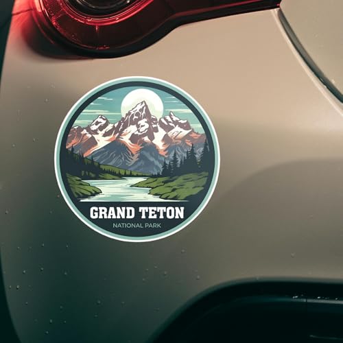 Image of Grand Teton National Park Sticker - Waterproof Decal for Cars Bumpers Laptops Water Bottles & Travel Gear
