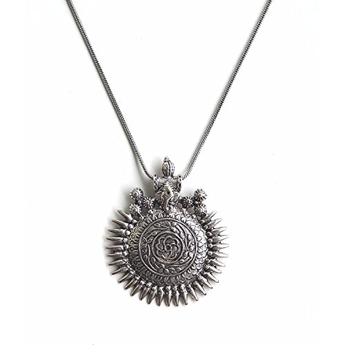 Efulgenz Boho Vintage Antique Ethnic Gypsy Tribal Indian Oxidized Silver Statement Pendant Necklace Jewelry (Style 9)