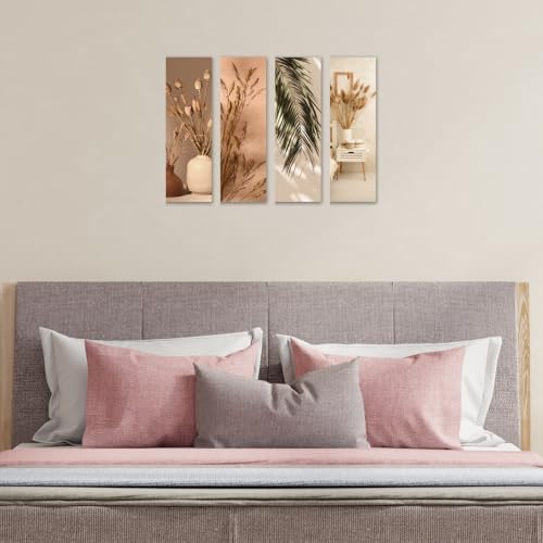 Image of RADIQORE Set of 4 Wall Decor for Living Room- Boho Aesthetic Wall Hangings for Home /Wall Decoration Items for Living Room Wall Art Bedroom Eco-Friendly Recycled Board-Double Tape wall decor (Floral)