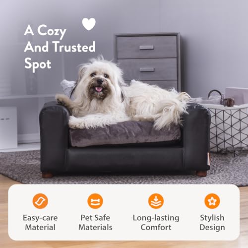 Image of Moots Premium Leatherette Pets Sofa, Black /Charcoal, Small