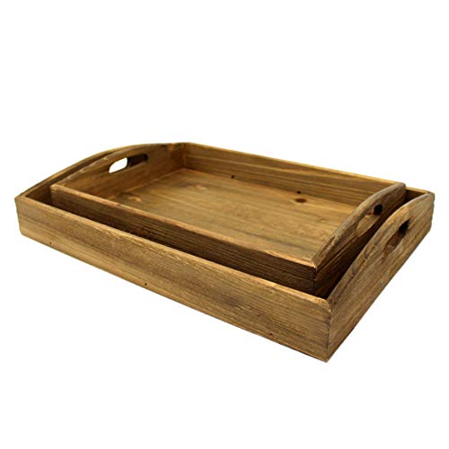Cvhomedecoprimitiveswoodennestingtraycountryfarmhousewoodservingtrayfordiningtablewarekitchenfoodbreakfastcoffeebarpartyordisplaysetof2 Urban Country Home Decor Cvhomedeco primitives wooden nesting tray country farmhouse wood serving tray for dining tableware kitchen food breakfast coffee bar party or display set of 2 urban country home decor