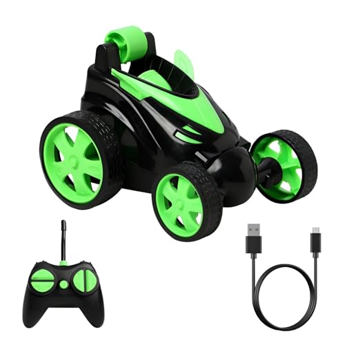 Image of abyz 360 Rotating RC Stunt Car - LED Lights, Sound, Off-Road Remote Control Vehicle for Kids and Adults (Green)