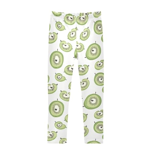 Kiwi Cartoon Fruits Girls Casual Leggings for Kids Printed Long Pant Bottoms Stretch and Soft
