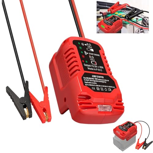 Battery Jump Starter Adapter for Milwaukee M-18 18V Automotive Car Battery Booster Jumper Cables with Adapter Power for Car Jump Starting Using Tool (No Battery)