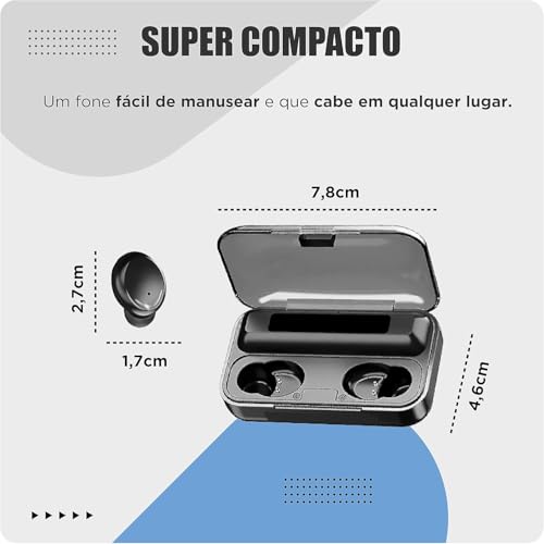Fone de ouvido bluetooth 5.3 - Função power bank e mostrador digital Sem Fio Tws Wireless Com Visor