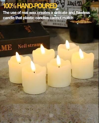 Image of Gmnee 2 inchx2 inch White Flameless Votive Candles with Remote Timer, 400+Hours Small Battery Operated LED Candles Flickering for Wedding, Party and Holiday Decoration(Battery Included)