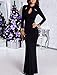 Leezeshaw Women's Elegant Slim Long Sleeve Hollow Out Bodycon Maxi Dress Black