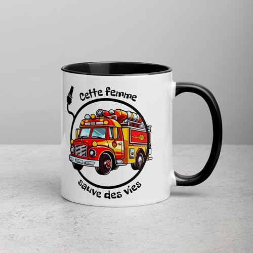 Chatcripant Mug Pompier Sapeur Tasse Soldat du feu Cadeau Homme Femme Sauvetage Héros Courage Protection Sécurité Profession Métier Camion (Femme) – vue 2