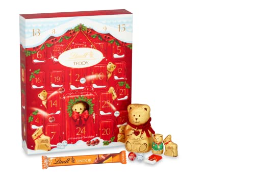 Lindt Teddy Bear Chocolate Advent Christmas Countdown With Luxury Lindt Orange Chocolate Bar and Tilz Christmas Card (TEDDY BEAR 250G)