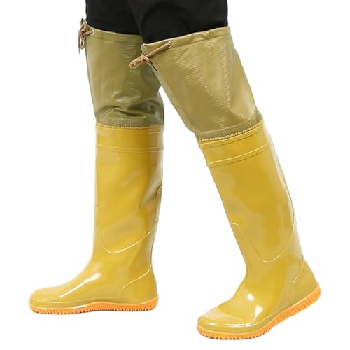 Bottes de pêche hautes de 26 pouces imperméables avec corde et semelle antiglisse