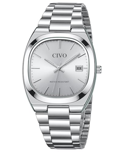 CIVO Damenuhr Silber/Gold Armbanduhr Damen Analog Wasserdicht Edelstahl Rechteckig Uhr Dame Elegant Uhren Geschenke für Gattin und Mutter