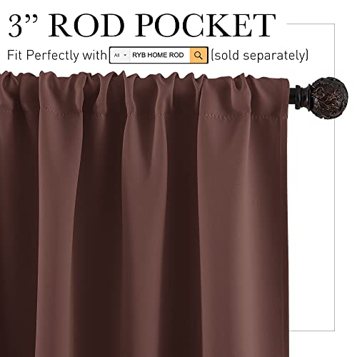 RYB HOME Blackout Curtains for RV Camper Windows, Privacy Thermal Insulating Mini Curtains & Drapes for Bedroom Bathroom Basement Kitchen Door Window Cover, W 42 x L 36 inch, Chocolate Brown, 2 Pcs