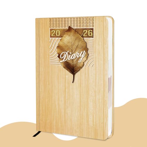 Image of ALDIVO Paper Cover Hard Bound New Year Diary 2026 | A5 Size 365 Days 2026 Daily Planner Diary with Dates, Calendar, Month Cut Index and Bookmark For Office, Personal and Corporate Use (AD621)