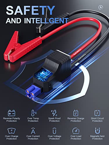 Nwise Battery Jump Starter, 2000A Peak Portable Car Jump Starter With Smart Safety Jumper Clamps,12V Jump Boxes For Cars With Dual Usb Quick Charge 3.0, Led Light #TOP3