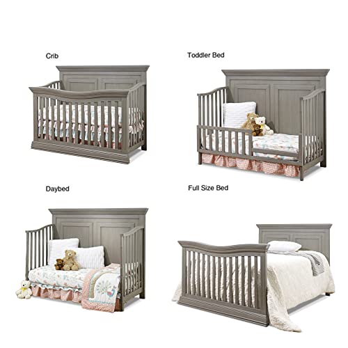 Sorelle Furniture Paxton Crib, Classic 4-In-1 Convertible Crib, Made of Wood, Non-Toxic Finish, Wooden Baby Bed, Toddler Bed, Child’s Daybed and Full-Size Bed, Nursery Furniture - Heritage Grey