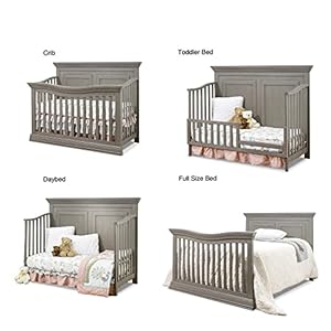 Sorelle Furniture Paxton Crib Classic 4 In 1 Convertible Crib Made of Wood Non Toxic Finish Wooden Baby Bed Toddler Bed Childs Daybed and Full Size Bed Nursery Furniture Heritage Grey
