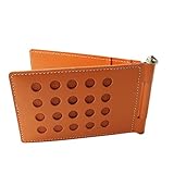 [HERBE] ドット 穴開き 回転 4面 牛革パスケース 定期券入れ 通勤 通学 オレンジ