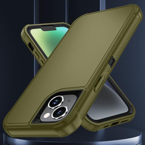 Image of SunStory Compatible with iPhone 13 /14 Case with HD Screen Protector, 3-Layer Heavy Duty Full-Body Cover,3 in 1 Hybrid Protective Case for iPhone 13 /14 6.1 inch, ArmyGreen
