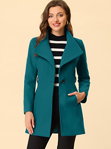 Image of Allegra K Women's Winter Elegant Stand Collar Overcoat Long Belted Pea Coat