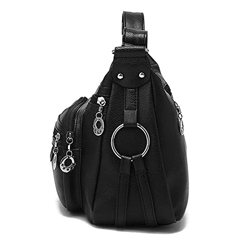 ROUROU Soft Faux Leather Shoulder Bag for Women Multi Pocket Handbag Waterproof Crossbody Bag Large Capacity Purse2