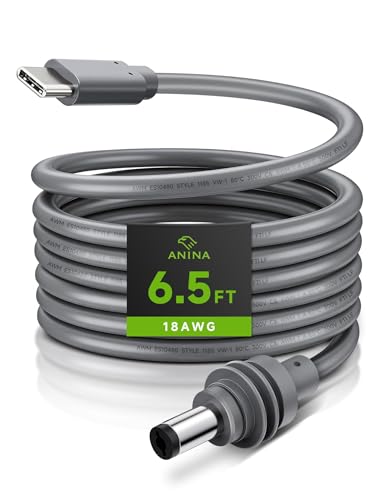 Anina USB-C to DC Power Cable for Starlink Mini (2M/6.5FT) with Smart PD Chip, 18AWG Replacement Type C Male to DC5521 Male Charging Cord, Stable Power Supply Accessory for Outdoor Camping