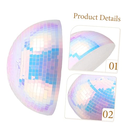 Bola espejada reflectante Cabilock, hemisferio decorativo para pared, 8 pulgadas, medio esfera de espuma y plástico, decoración moderna para discoteca, hogar, fiestas temáticas de los 70 y centros de mesa miniatura 3