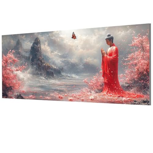 Zen Paint by Numbers for Adults Mountain Paint by Numbers Canvas kits, DIY Hand Oil Painting Adult Crafts Kits with Brushes and Acrylic for Home Decor Wall Art, Gifts for Women 16x32 in (Model-0981)