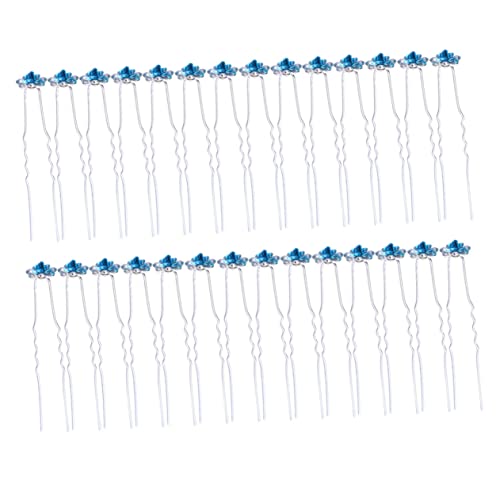 LRXIYODE 40 pezzi Forcine per Capelli Donna con Forcella Forma di Rosa e Strass Blu Accessori Eleganti per Acconciature da Cerimonia e Uso Quotidiano
