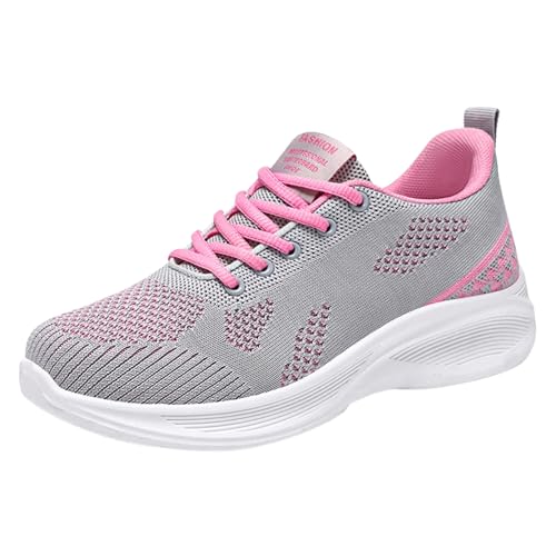 Deportivas Running Mujer con Horma Ancha Zapatillas Deporte Zapatos Casuales Primavera Y Otoño para Mujer,Zapatos Deportivos Ligeros Tejidos Voladores,Deportivos Transpirables para Correr Ligero