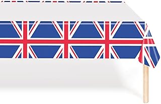 YAAVAAW 130*220cm King Charles III Coronation Decorations Tablecloth Union Jack Flag Plastic Tablecover,Great British UK Tablecloth for King Charles the Third Street Party,Union Jack Party Supplies
