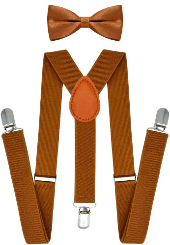 Image of Trilece Kids Boys Suspenders - Adjustable Elastic Y Back and Strong Clips - Various Solid Colors
