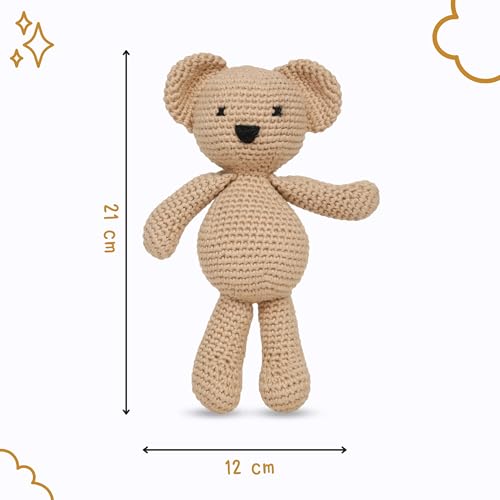 Image of LITTLE GINNIE Bear Crochet Toys for Babies - Handmade & Washable Crochet Doll for Boys & Girls | Ideal for Birthday & Return Gift for 6+ Months