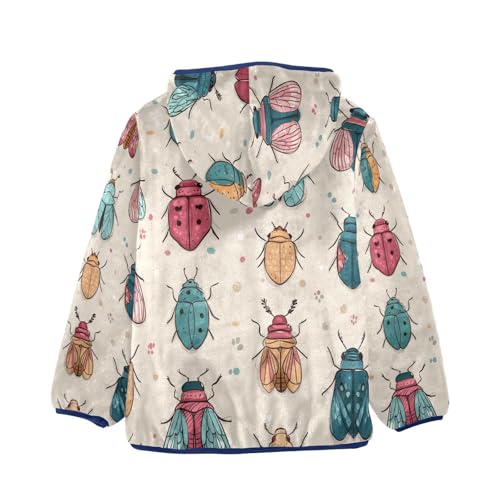 Cute Colorful Bugs Pattern Toddler Fleece Jacket Girl Boys Hooded Fleece Jacket Coat Warm Outwear Zip-up 3-10T2