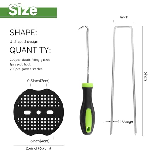 image for JELNER Garden Stakes,6 Inch 11 Gauge 200pcs Galvanized Landscape Stapl