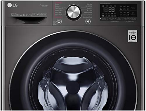 Image of LG 10.5 Kg / 7.0 Kg Wi-Fi Inverter AI Direct-Drive Fully Automatic Front Load Washer-Dryer (FHD1057STB, Steam+, In-built Heater, 6 Motion DD, Black Steel)