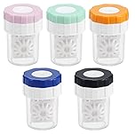 Medo 5 Pcs Contact Lens Barrel Cases, Contact Lens Cleaner Contact Washer Manual Rotation Contact Lens Cleaning Container for Eyes Care