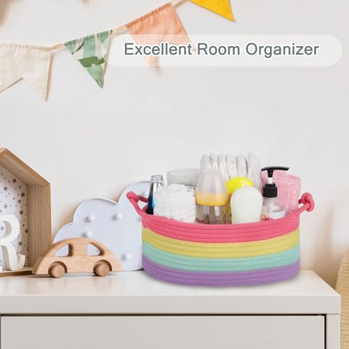 Image of COMSE Small Gift Basket Empty with Bag & Ribbons, Rainbow
