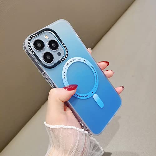 Coque dégradé magnétique pour iPhone 14 Pro Max luxe bleu mat