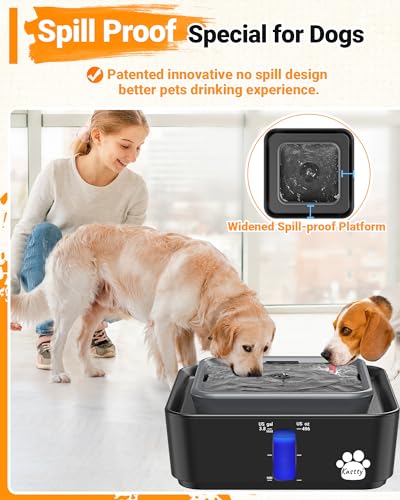 Kastty Dog Water Fountain 14L/3.8Gal, X-Large No Spill Dog Cat Fountain w/ 9\" Larges Filter& Powerful LED Pump& Clear Large Window, Easy to Assemble&Clean, Premium BPA-Free Auto Dog Water Dispenser