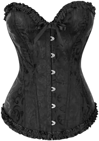 Corsé Pin Up Mujer – Satén Floral, Corte Imperial y Encaje con Lazo